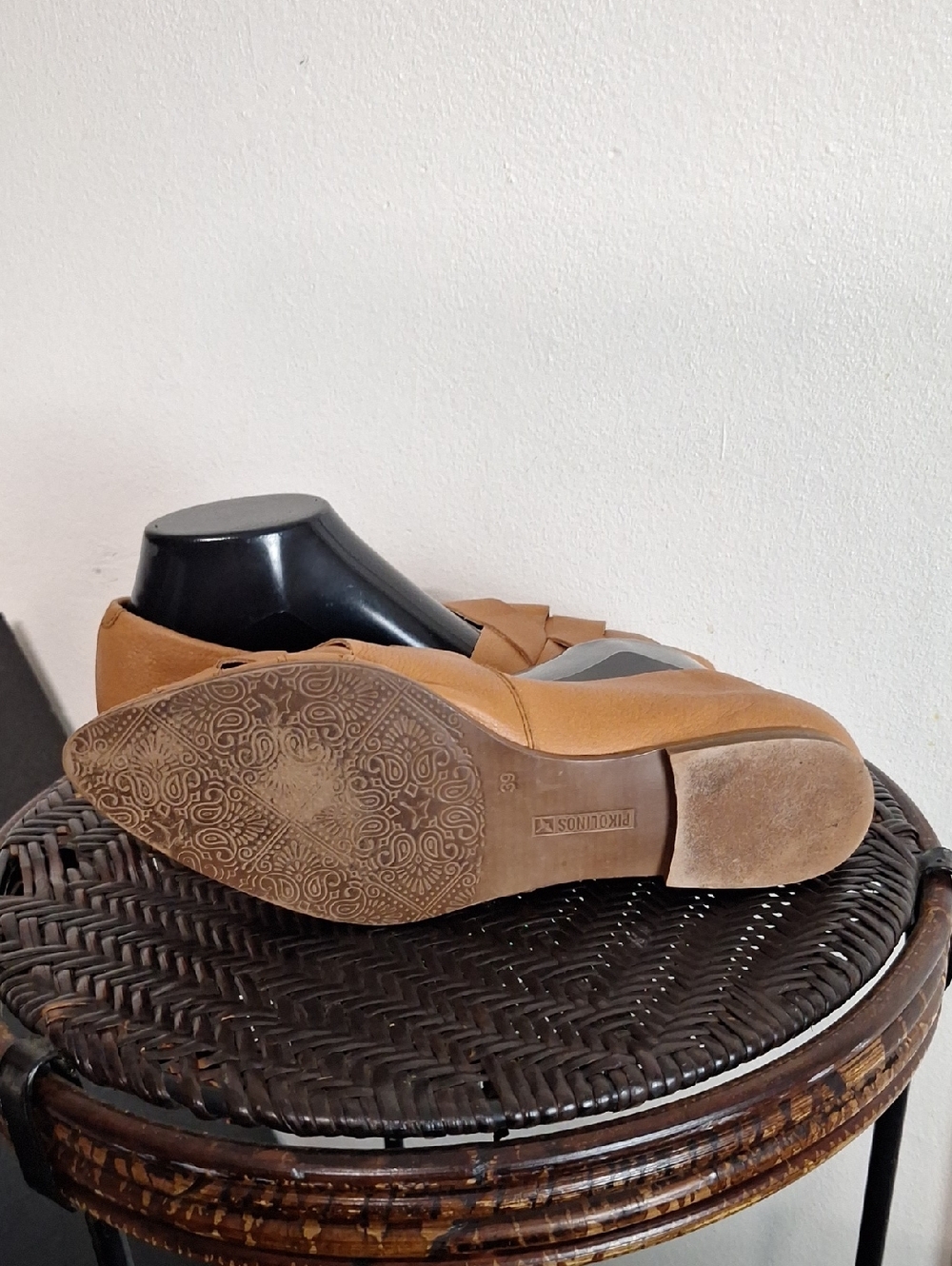 Pikolinos Caleta W7X-4778BG Woven Leather Pointed Toe Flats Cognac Size 39 - Picture 8 of 9